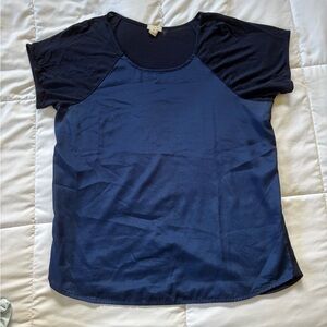 J. Crew Blue and Black Raglan Short Sleeve T-Shirt